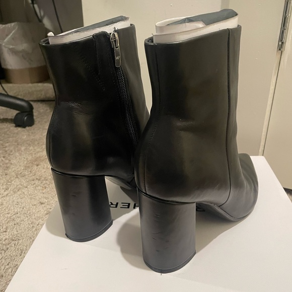 Marc Fisher Black Leather Heeled Boots - Picture 3 of 4